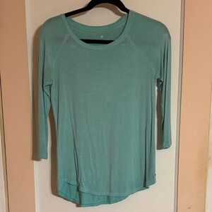 American Eagle Outfitters Aqua Long Sleeve Tee